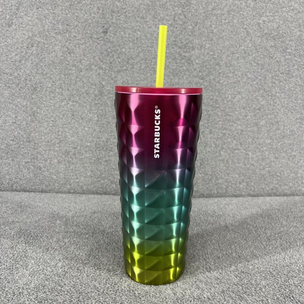 Starbucks Tumbler Gradient Studded‎ Venti Tri Color Stainless Steel 24 oz